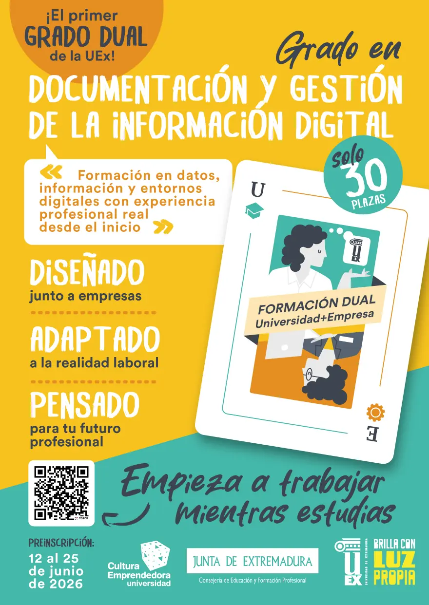 Flyer del Grado Dual: plan de estudios y plazas